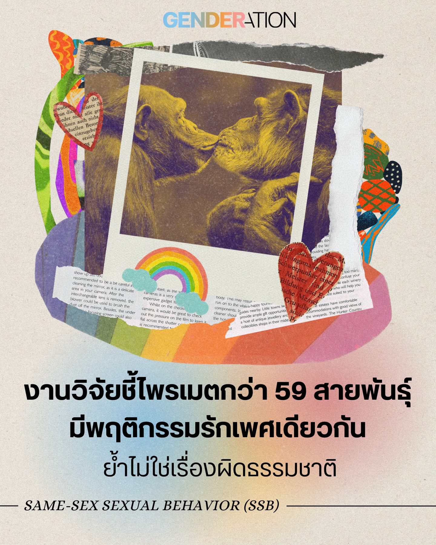 งานวิจัยชี้ไพรเมตกว่า 59 สายพันธุ์มีพฤติกรรมรักเพศเดียวกัน ย้ำไม่ใช่เรื่องผิดธรรมชาติ Same-Sex Sexual Behavior